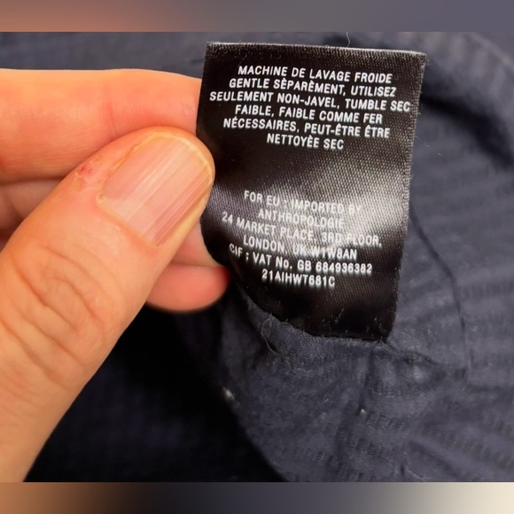 Anthropologie Moulinette Soeurs navy blue size 6 seersucker eyelet bohemian boxy - Picture 13 of 16